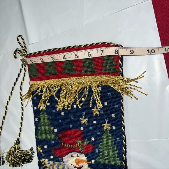 Imperial Elegance WOOL STOCKING 1991 Needlepoint Snowman Xmas Trees 60228 12x20” - Picture 7 of 13